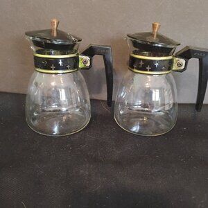 Pyrex Vintage Silex Atomic Star 1 Cup Coffee Carafe, Set of 2 MCM